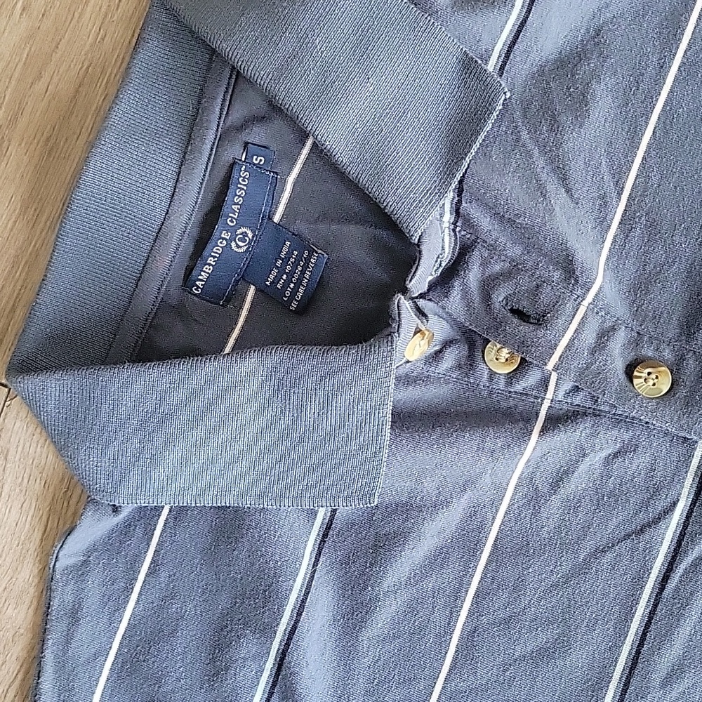 Preppy cut off collard shirt 👕 blue L XL - Picture 4 of 8